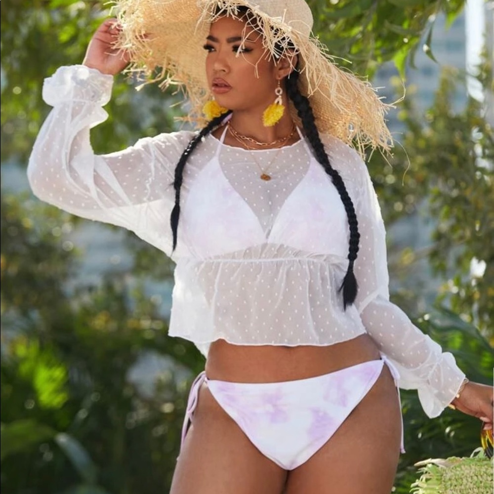 Plus Sheer Dobby Mesh Cover Up